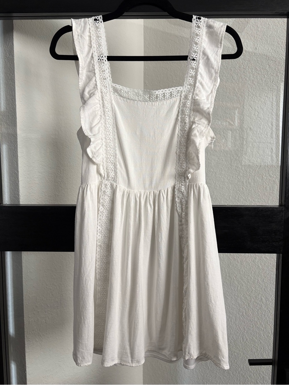 Altar’d State White Lace Trim Ruffle Mini Dress Cottagecore Boho Size S - Picture 2 of 10